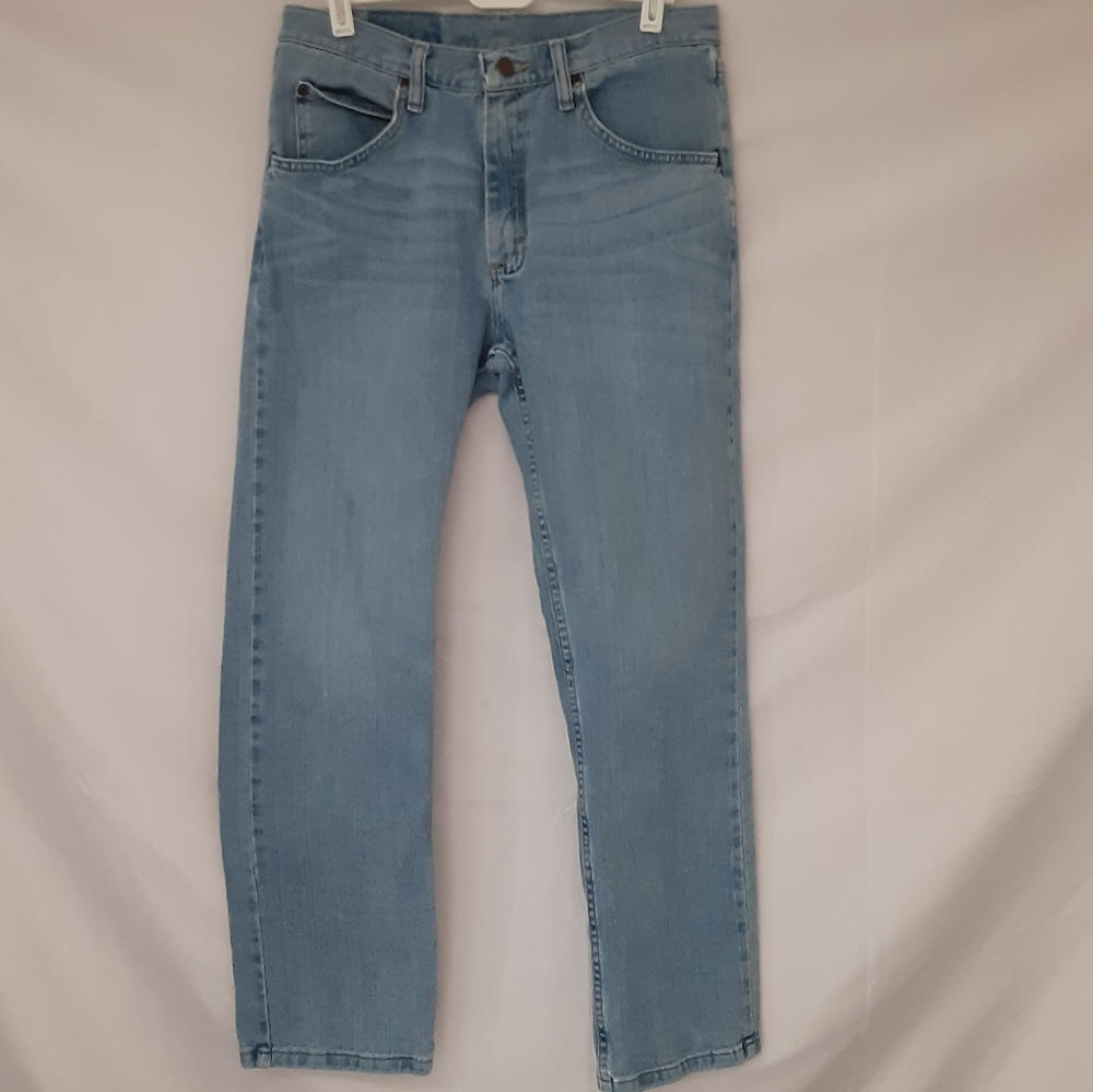 WRANGLER JEANS LIGHT DISTRESSED WASH STRETCH SLIM FIT MENS 31x 30
